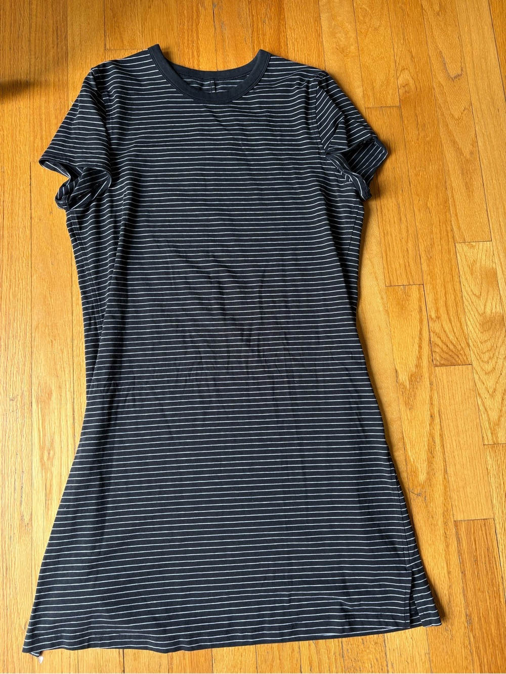 lululemon athletica Black and White Striped Short Sleeve Mini Dress